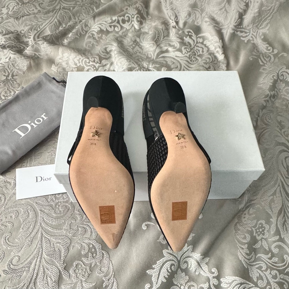 DIOR J'Adior Black Woven Satin Slingbacks size 38 1/2 EU/8.5 US (New in Box) - Picture 7 of 10